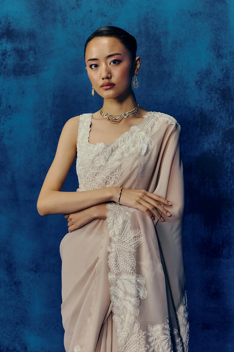DRAPE SAREE BLOUSE CHAMPAGNE
