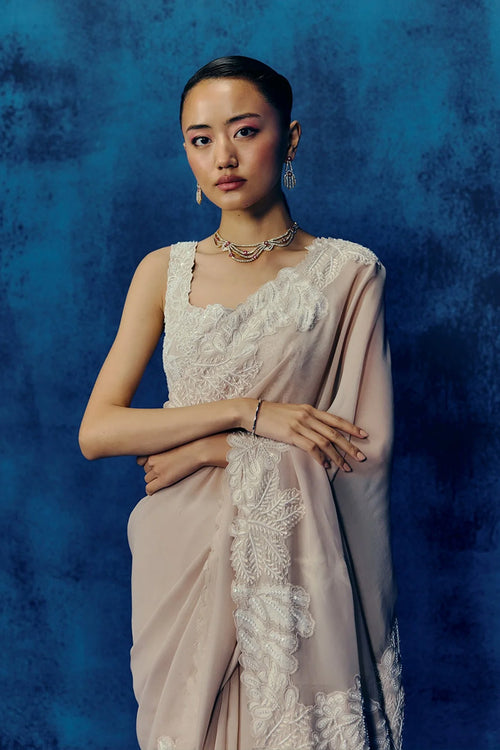 DRAPE SAREE BLOUSE CHAMPAGNE