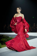 Lehenga Corset Cape Red