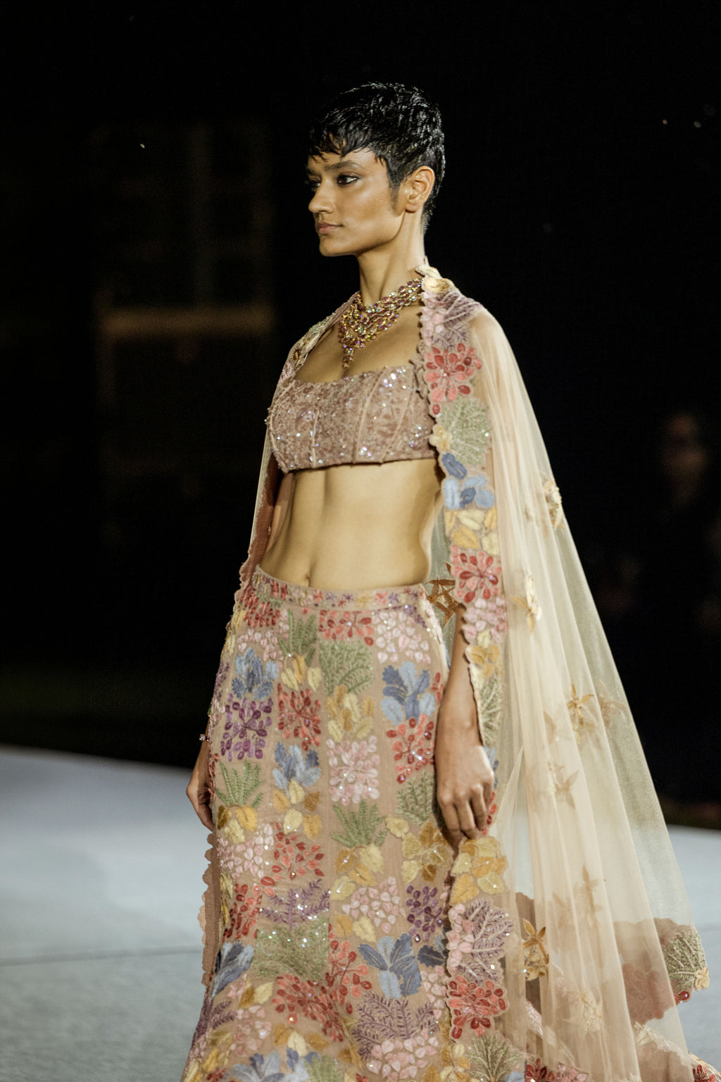 Lehenga Corset Dupatta Husna Brown