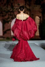Lehenga Corset Cape Red