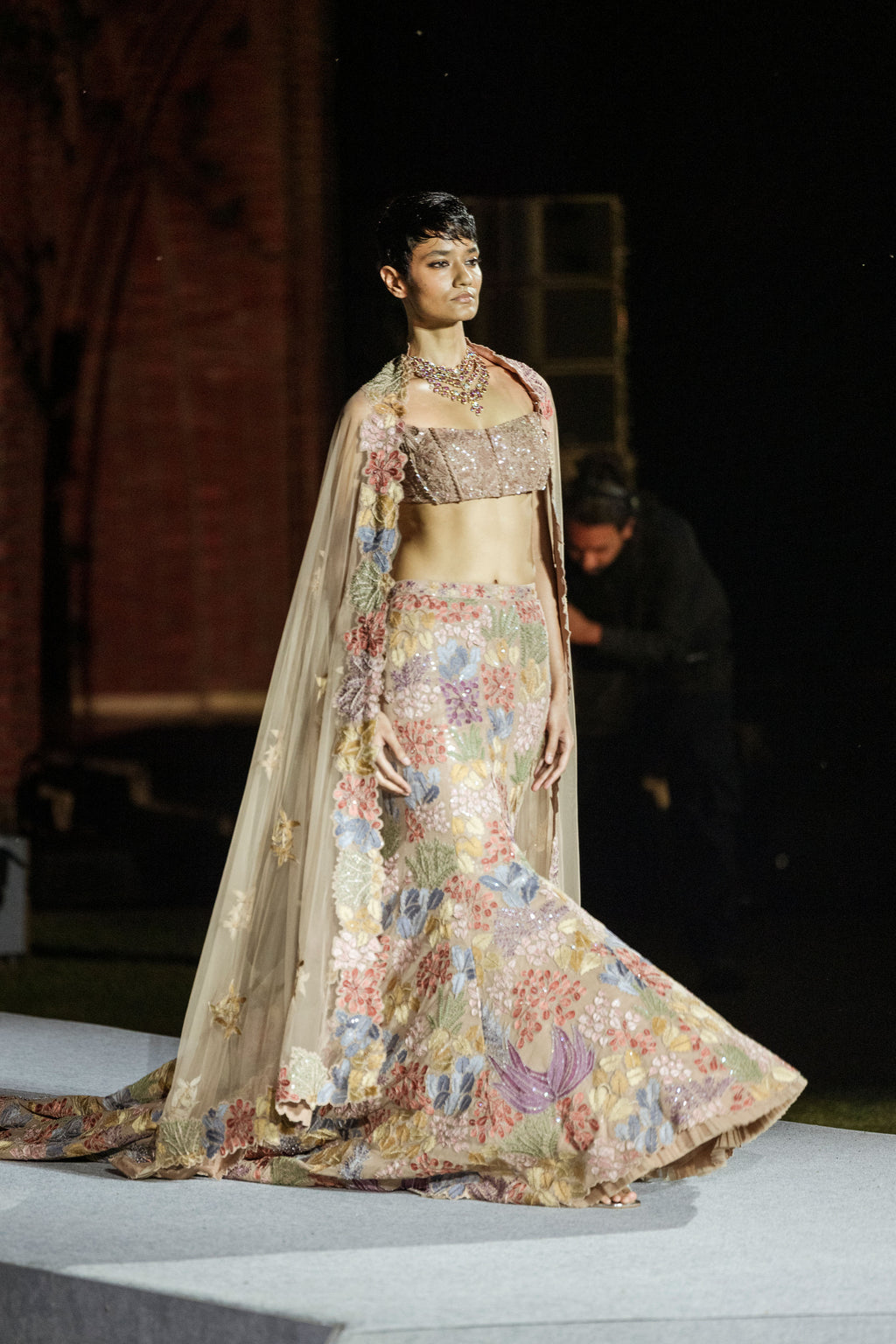 Lehenga Corset Dupatta Husna Brown