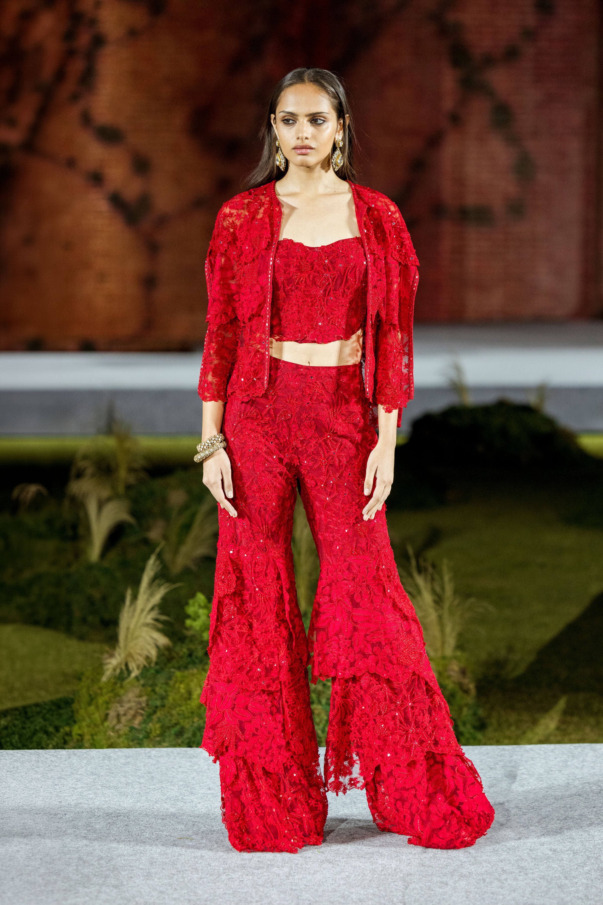Sharara Corset Dupatta Red