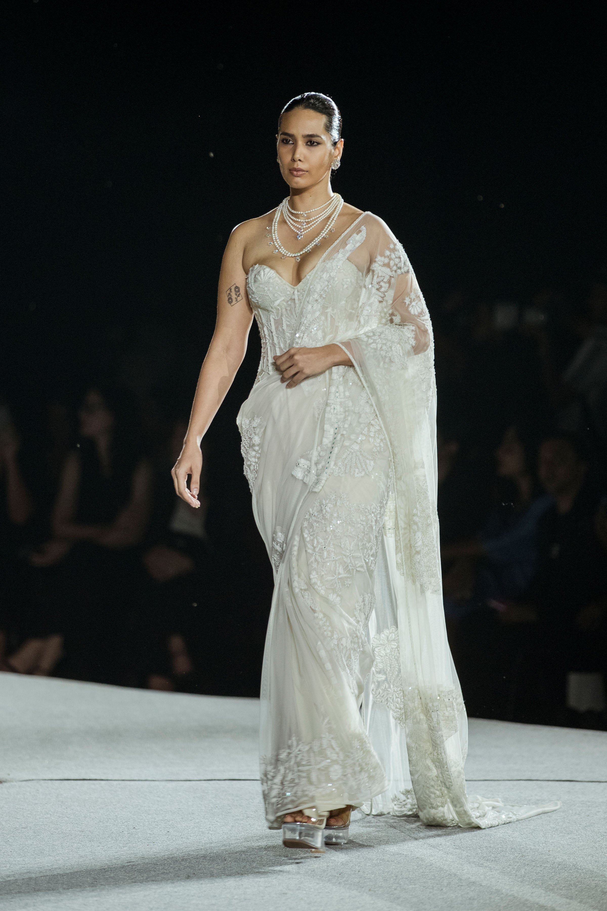 Draped Saree Corset Ivory