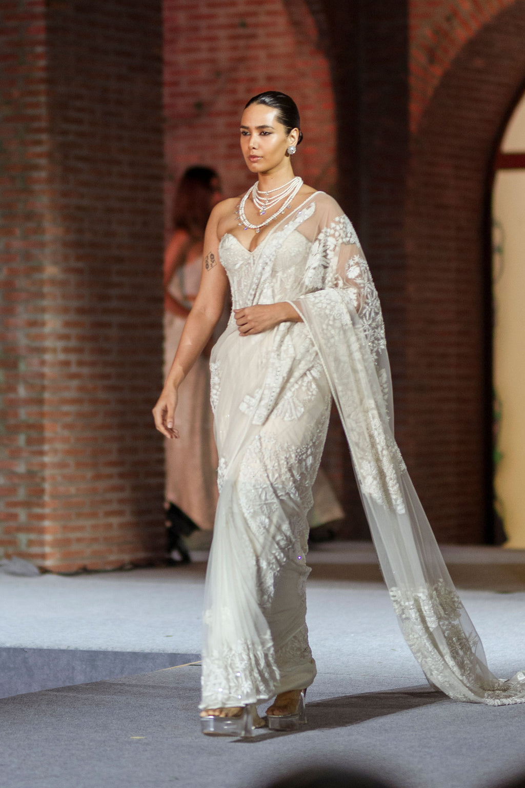 Draped Saree Corset Ivory
