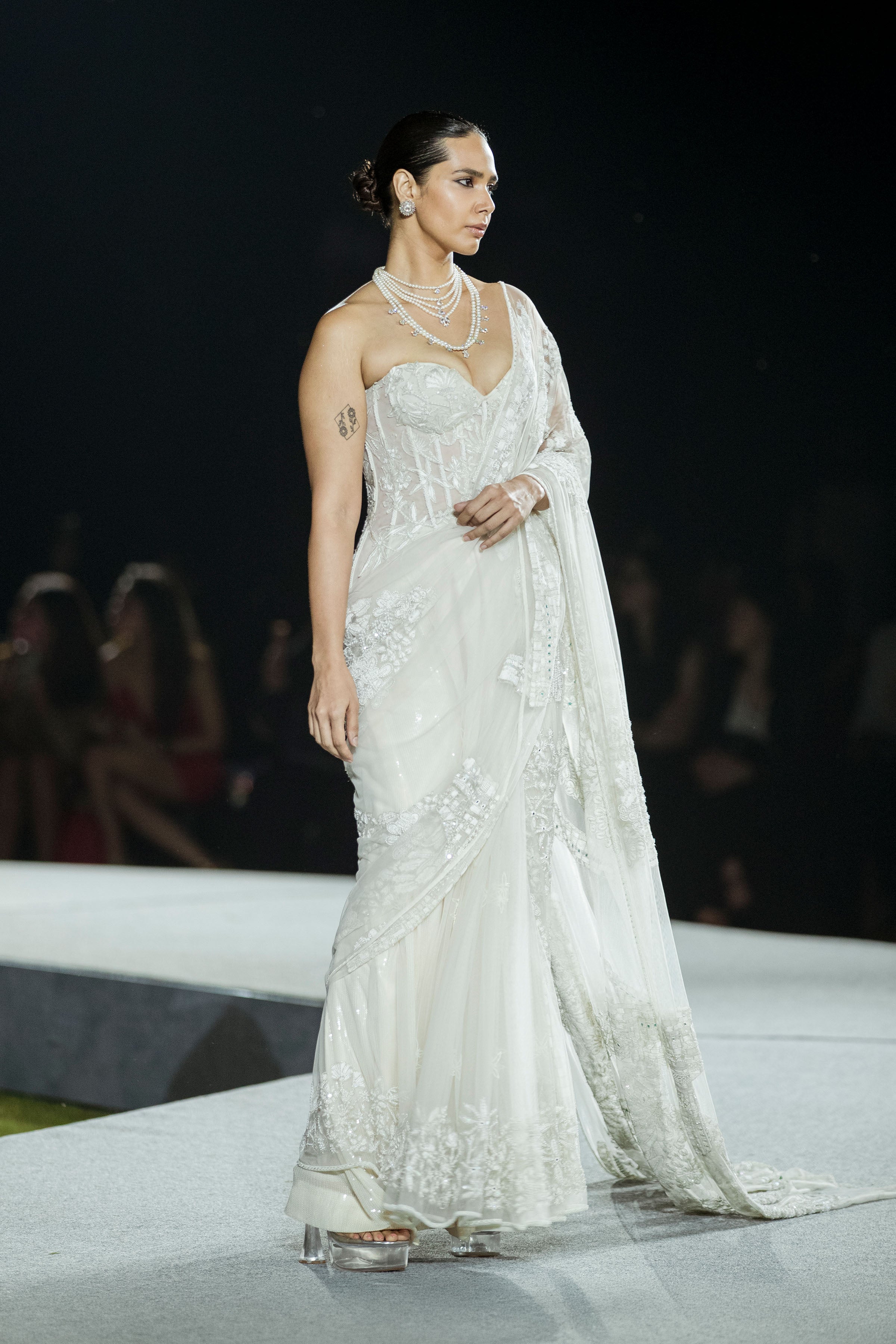 Draped Saree Corset Ivory