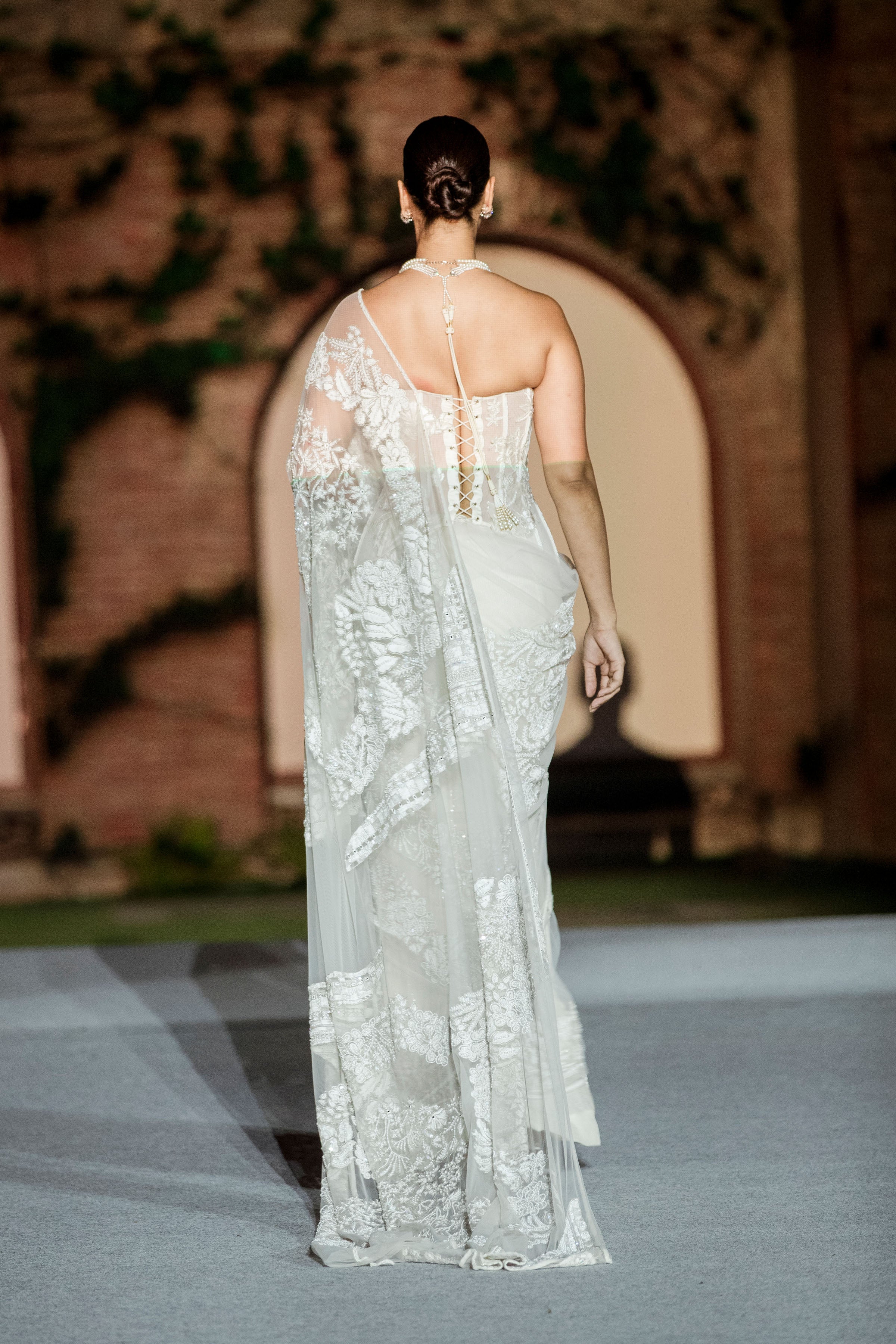 Draped Saree Corset Ivory