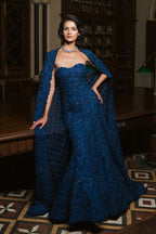 Gown Cape Champagne Navy Blue