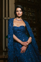 Gown Cape Champagne Navy Blue