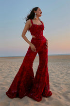 SHARARA CORSET DUPATTA RED