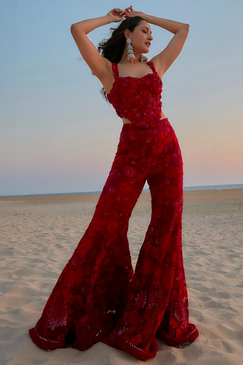 SHARARA CORSET DUPATTA RED