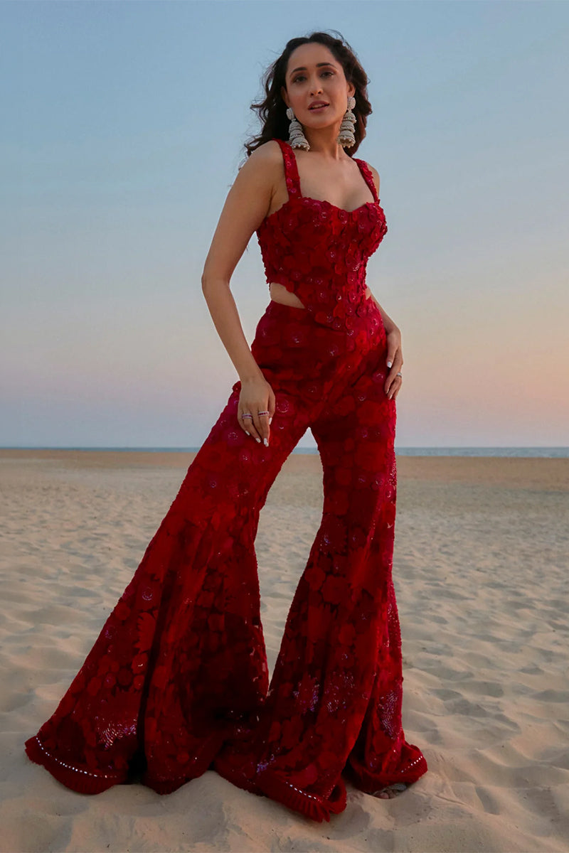 SHARARA CORSET DUPATTA RED