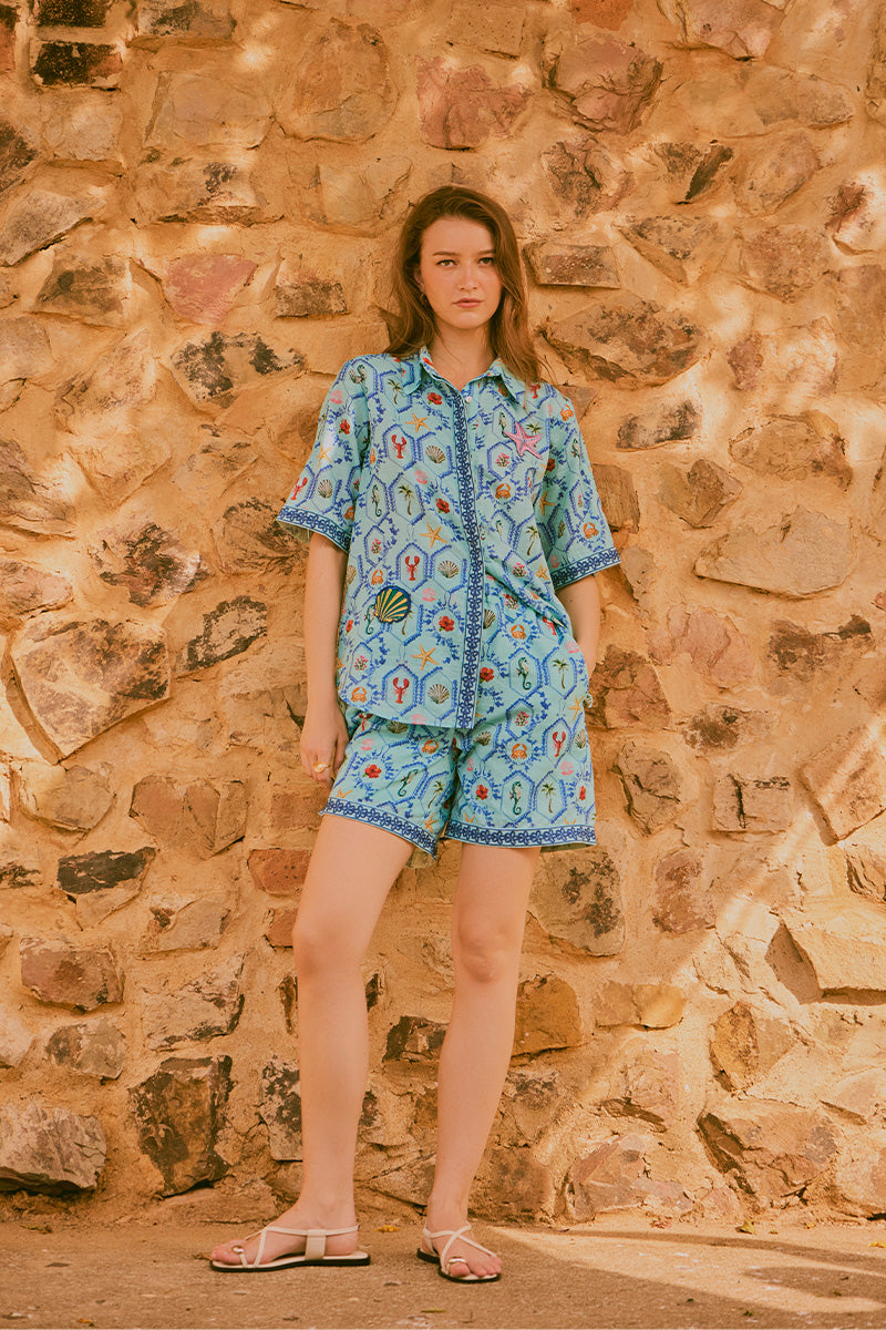 SHIRT SHORTS BLUE