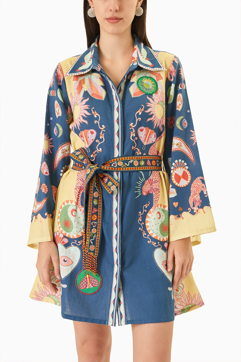 DRESS FABRIC BELT BLUE