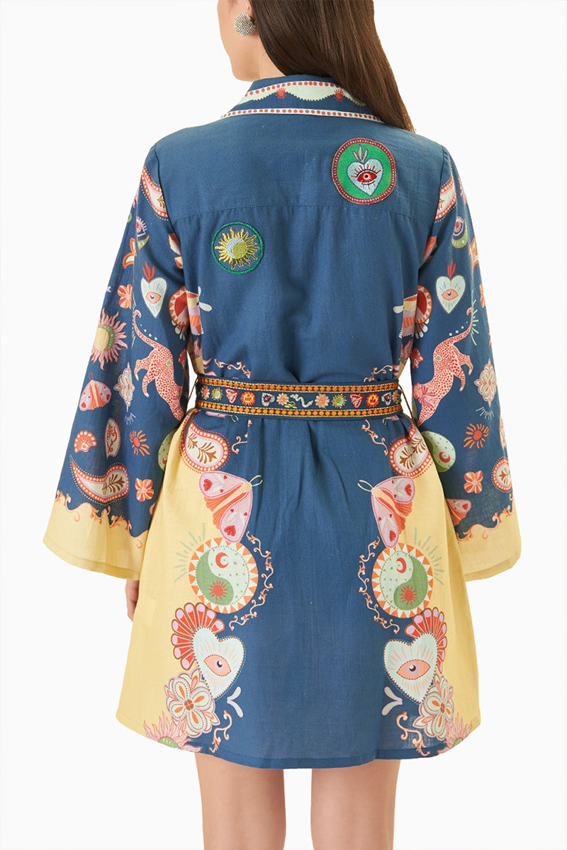 DRESS FABRIC BELT BLUE