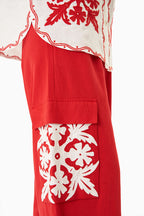 SHIRT PANTS WHITE-RED