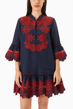 DRESS NAVYBLUE-RED