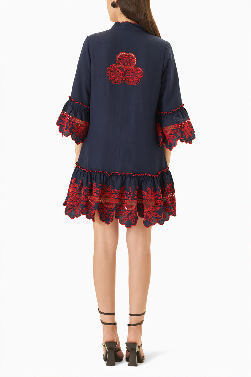DRESS NAVYBLUE-RED