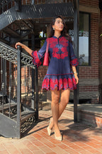 DRESS NAVYBLUE-RED