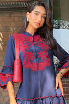DRESS NAVYBLUE-RED