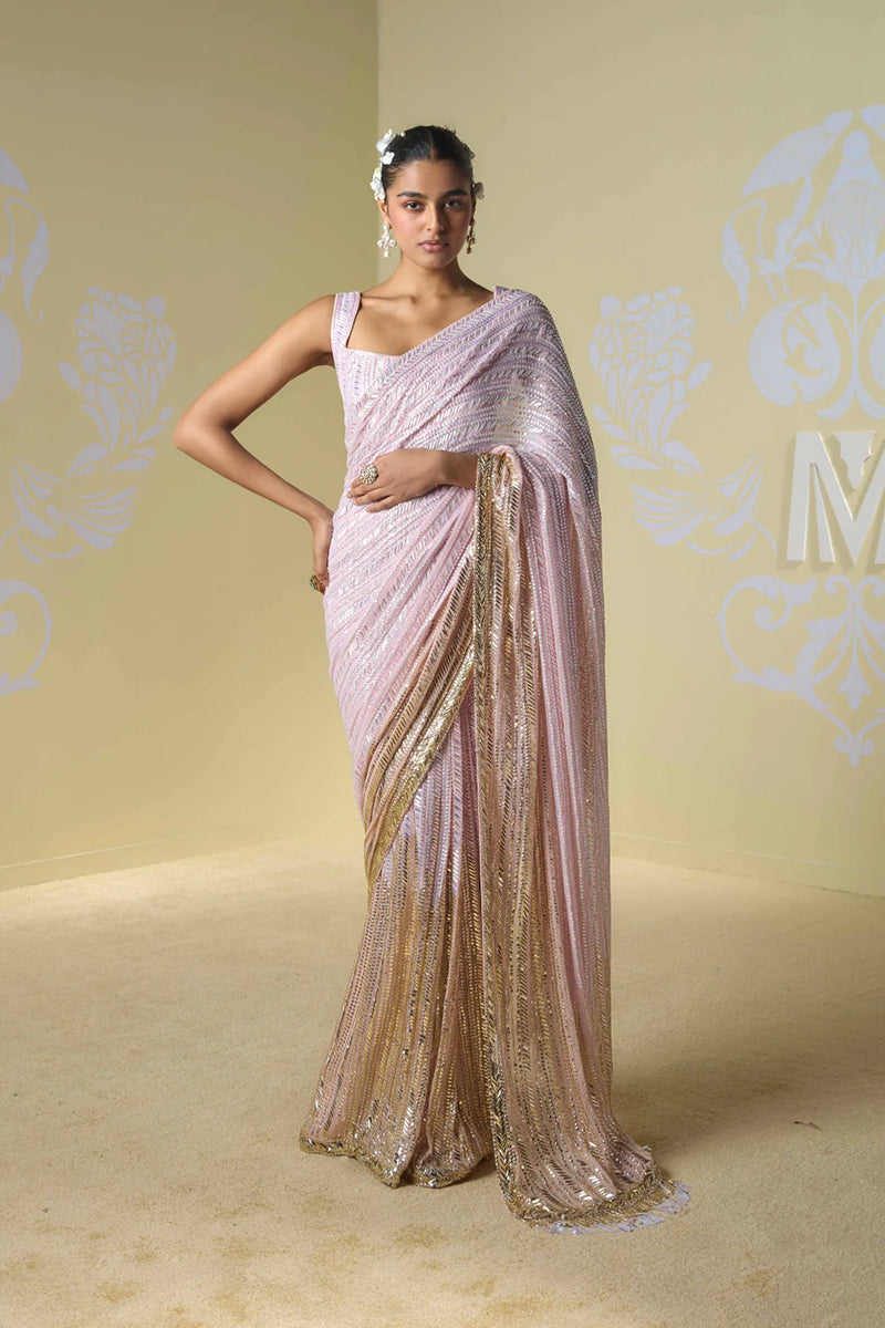 Pink & Gold Saree Set – Blouse & Petticoat Fabric