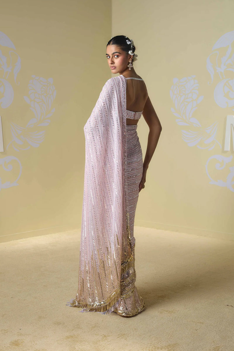 Pink & Gold Saree Set – Blouse & Petticoat Fabric