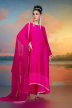Rani Pink Kurta Set with Pant & Dupatta