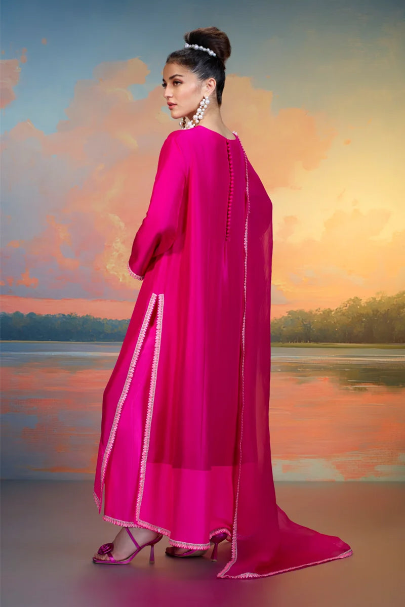 Rani Pink Kurta Set with Pant & Dupatta