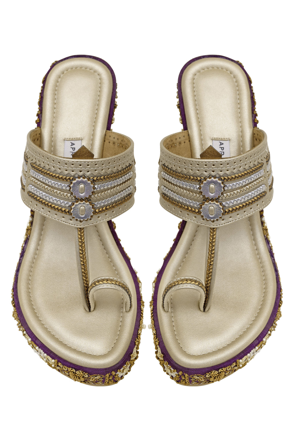Champagne and Purple Wedge Heels