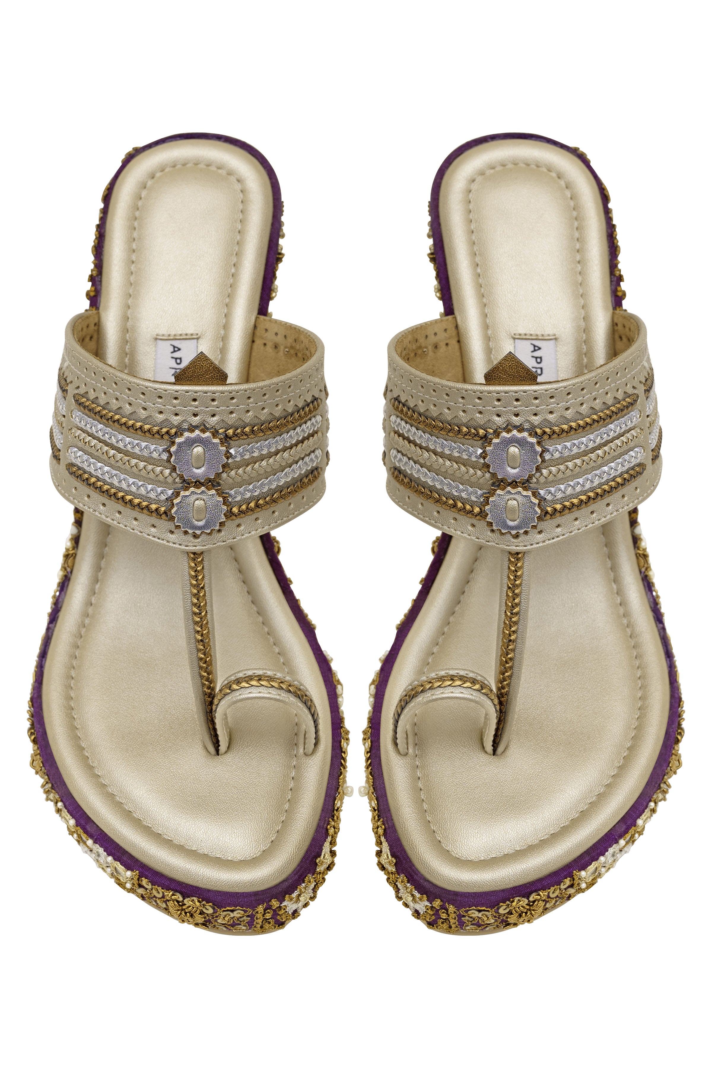 Champagne and Purple Wedge Heels