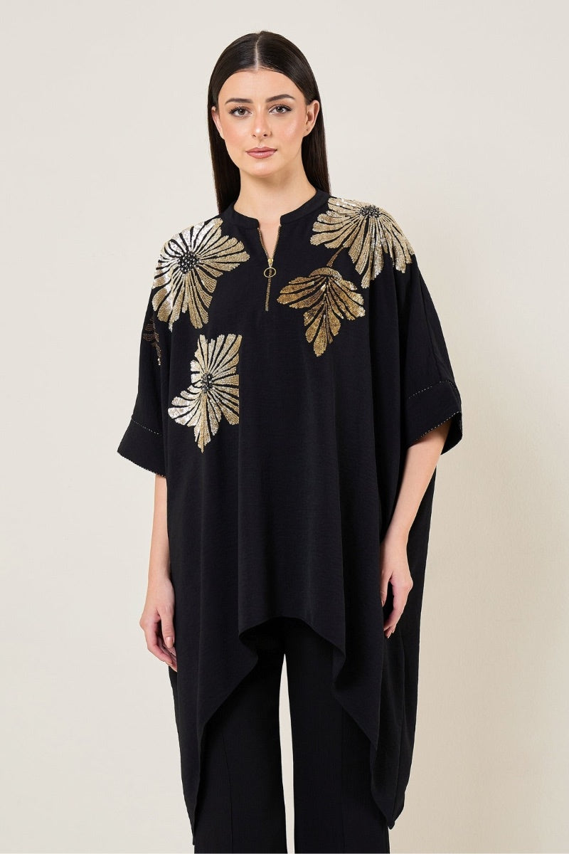 TUNIC  BLACK IVORY
