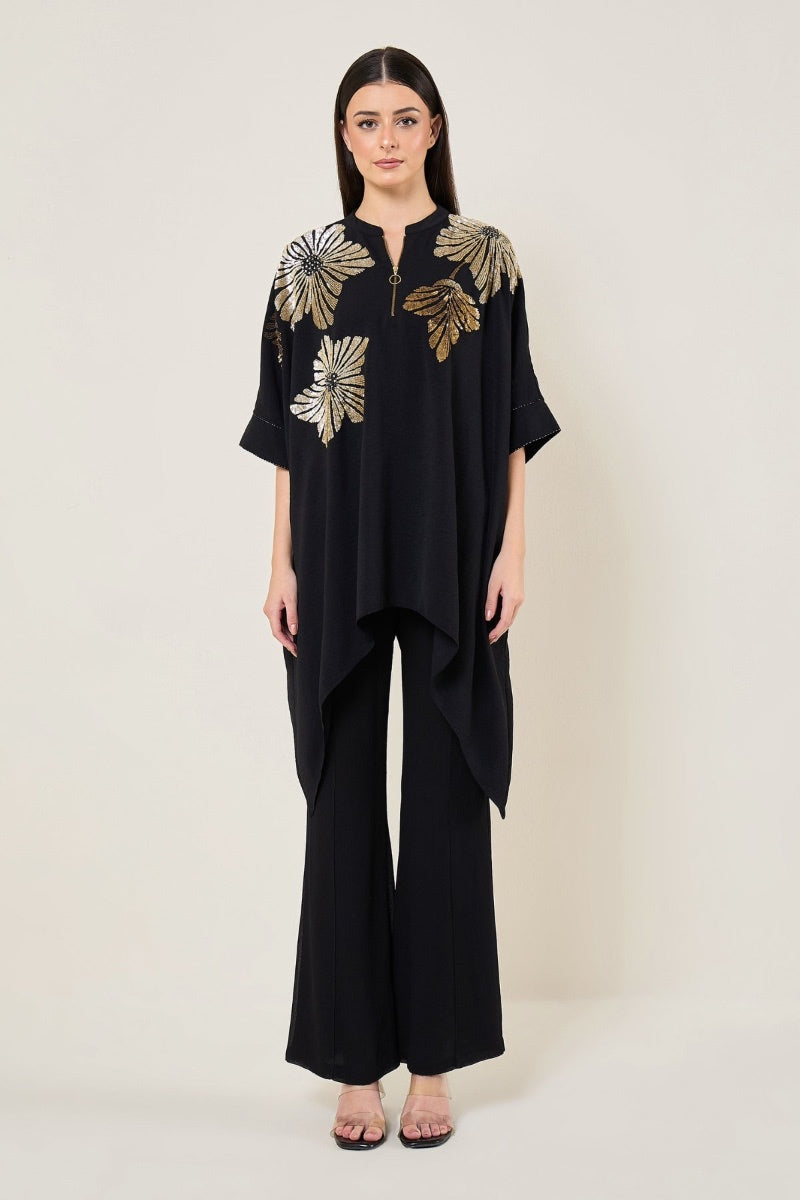 TUNIC  BLACK IVORY