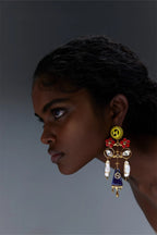 EARRING RED PEARL BLUE