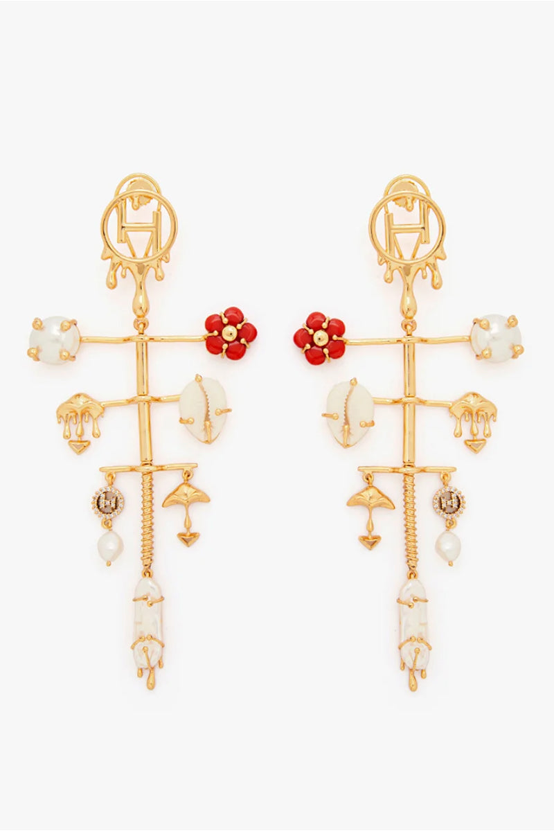 EARRING PEARL RED