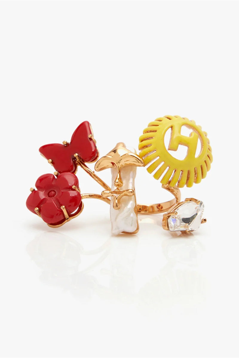 FINGER RING RED PEARL