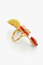 FINGER RING RED PEARL