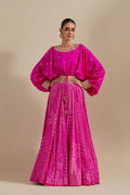 CROPTOP SKIRT GULABI