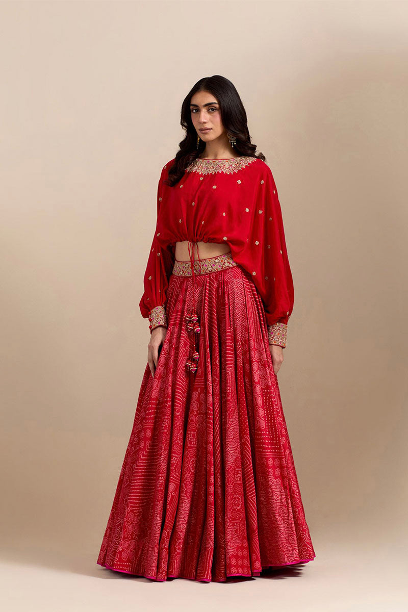 CROPTOP SKIRT SURKH LAAL