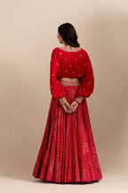 CROPTOP SKIRT SURKH LAAL