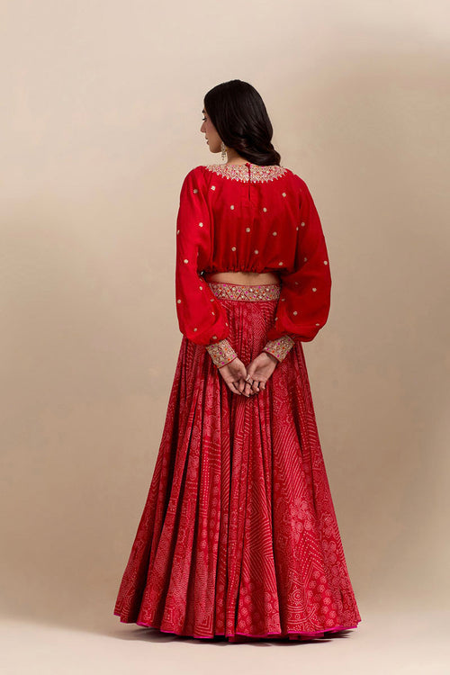 CROPTOP SKIRT SURKH LAAL