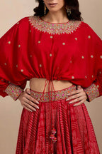CROPTOP SKIRT SURKH LAAL