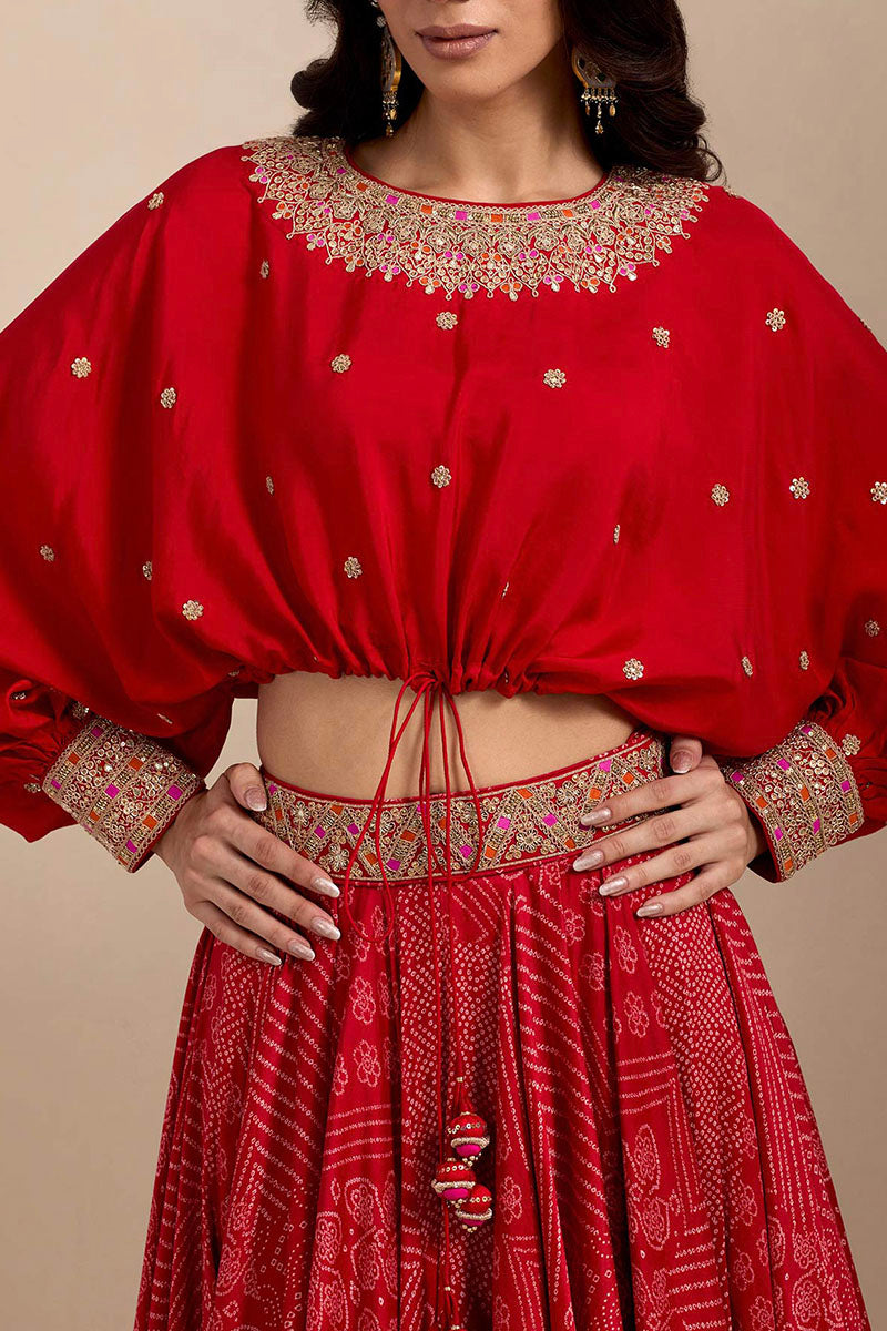 CROPTOP SKIRT SURKH LAAL