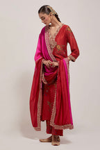 KURTA PANT DUPATTA RED
