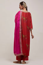 KURTA PANT DUPATTA RED