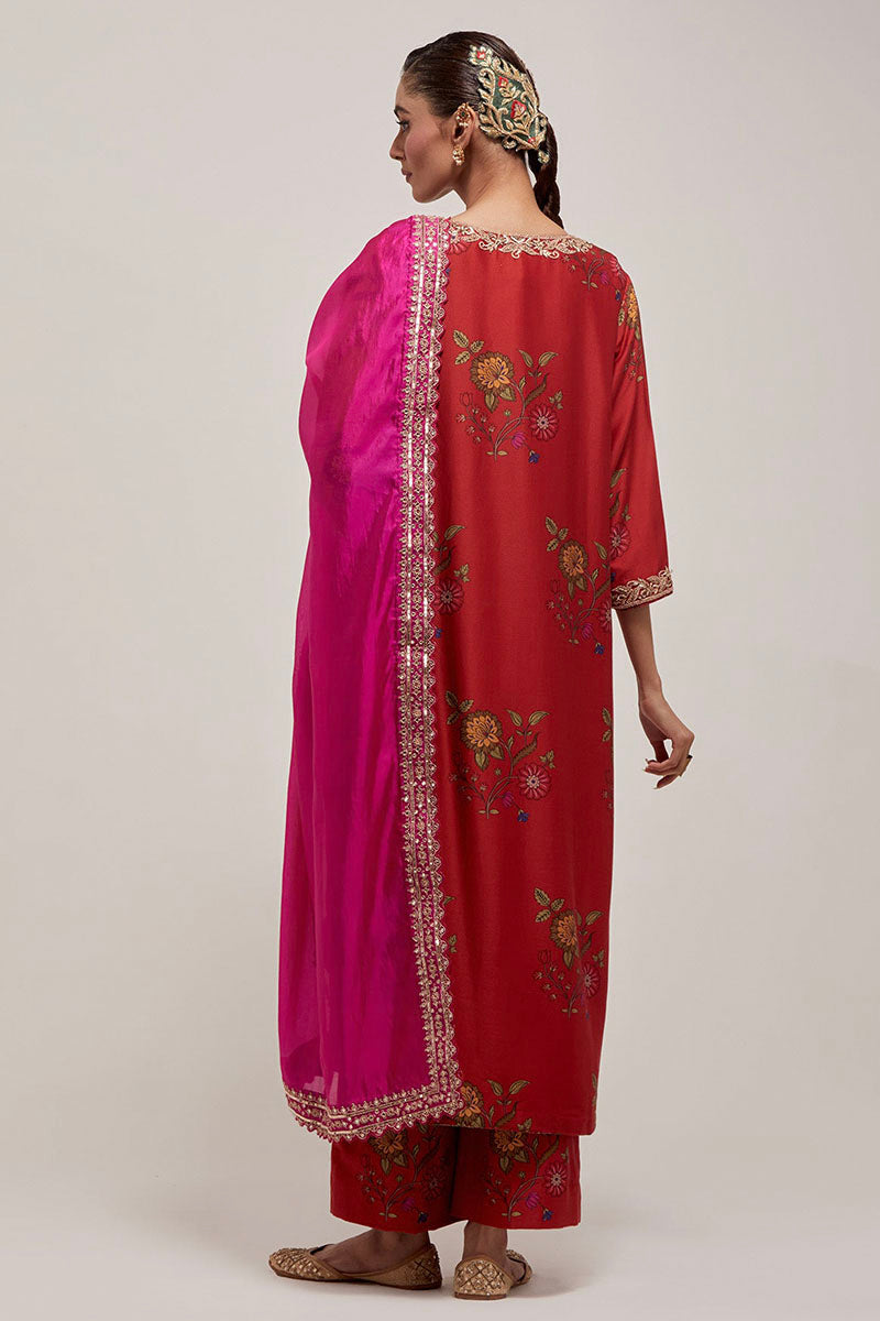KURTA PANT DUPATTA RED