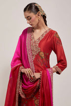 KURTA PANT DUPATTA RED