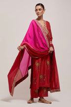 KURTA PANT DUPATTA RED