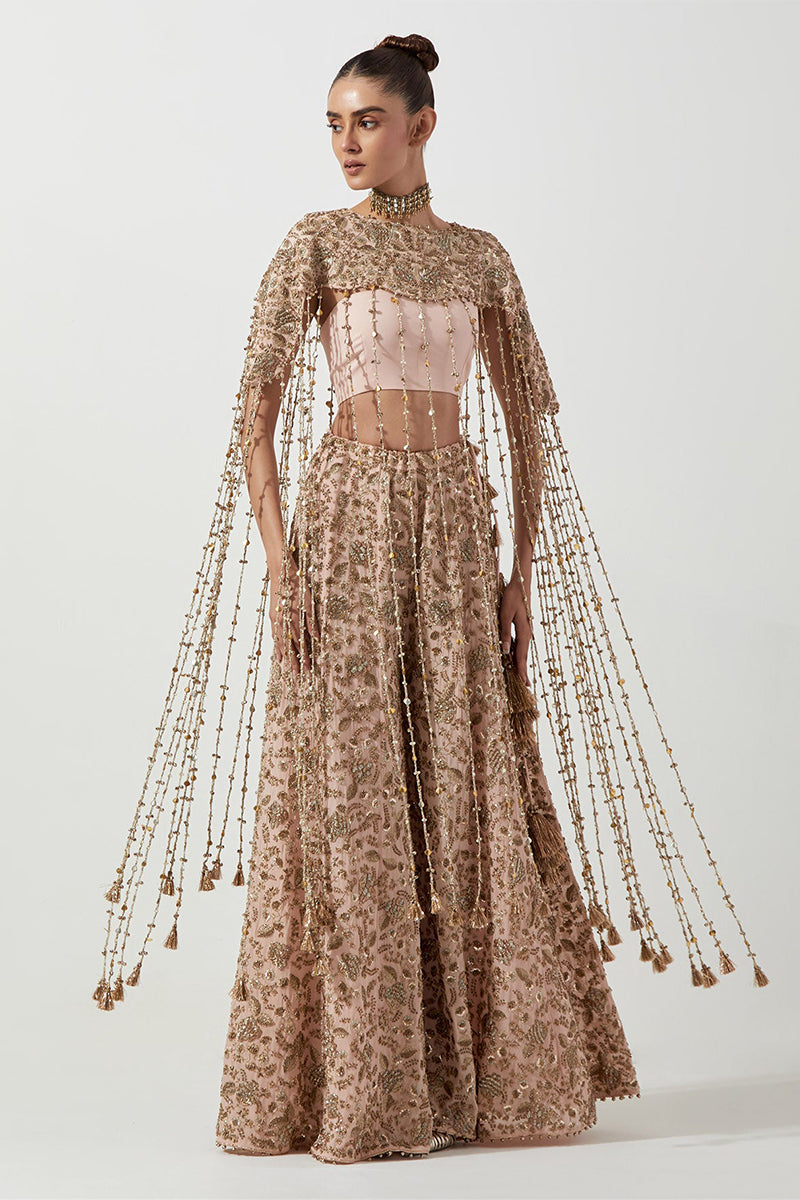 BIB BUSTIER SHARARA BLUSH PINK