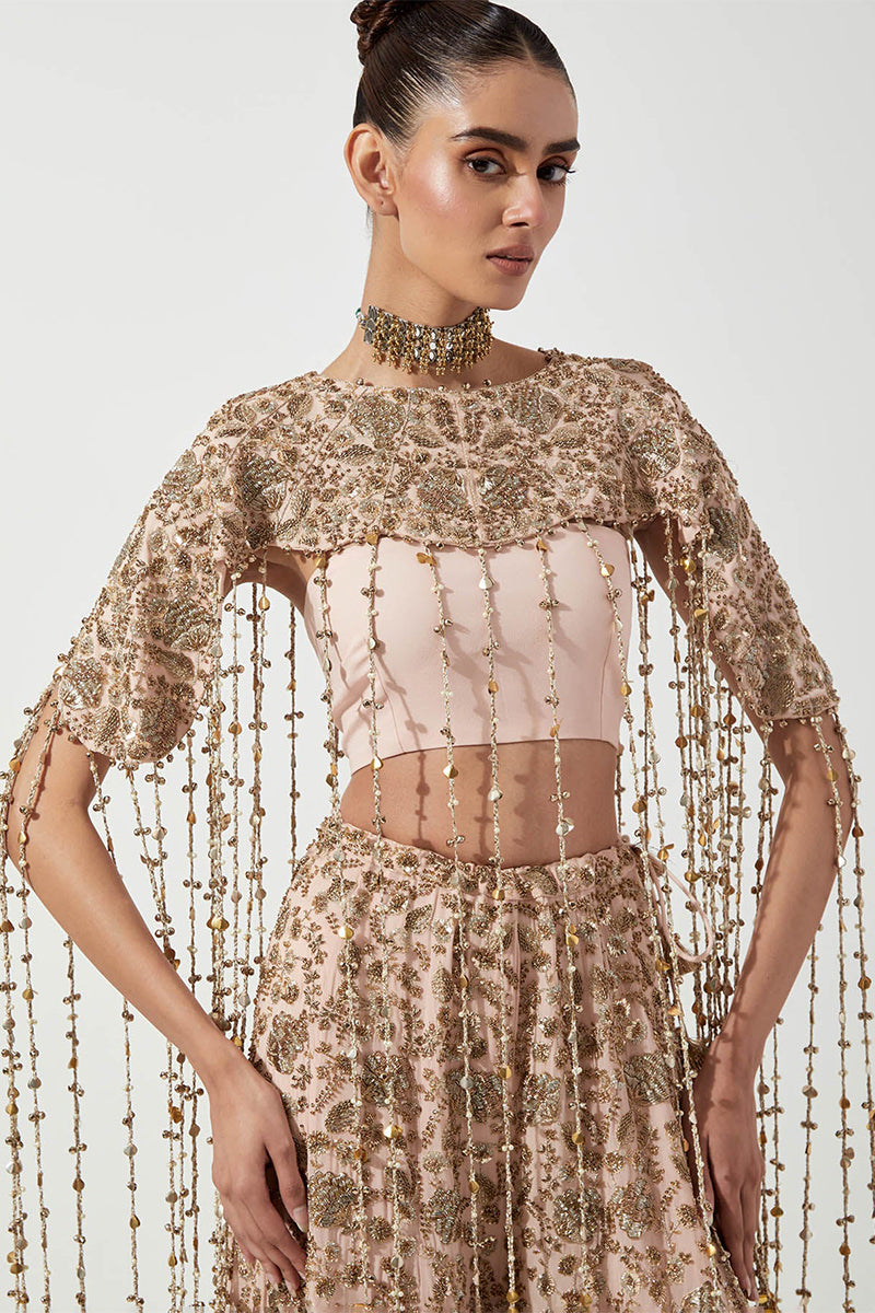 BIB BUSTIER SHARARA BLUSH PINK