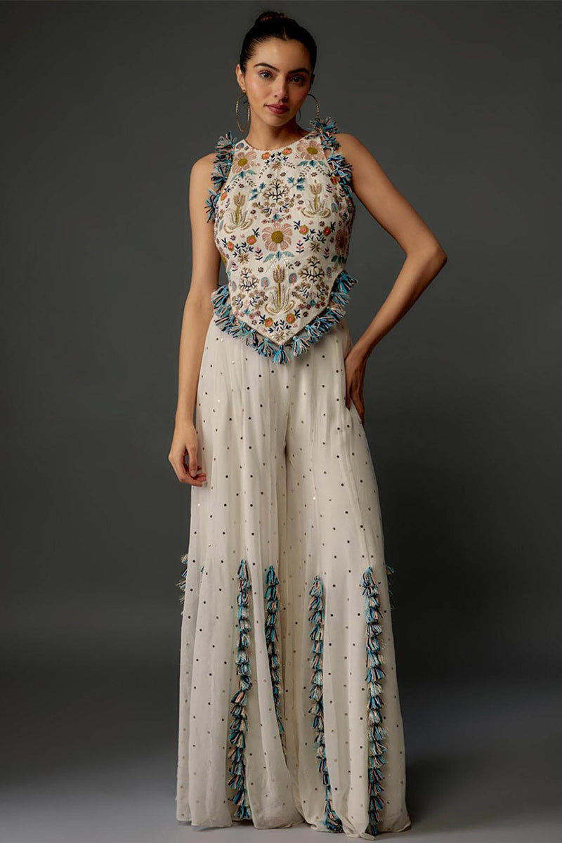 CHOLI SHARARA POWDER BLUE